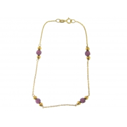 14Kt Yellow Gold Diamond Cut Boston with Briolette Amethyst Station Bracelet (1.600gr)